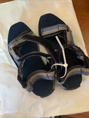 Teva Navy and Cream Striped Adjustable Sandals